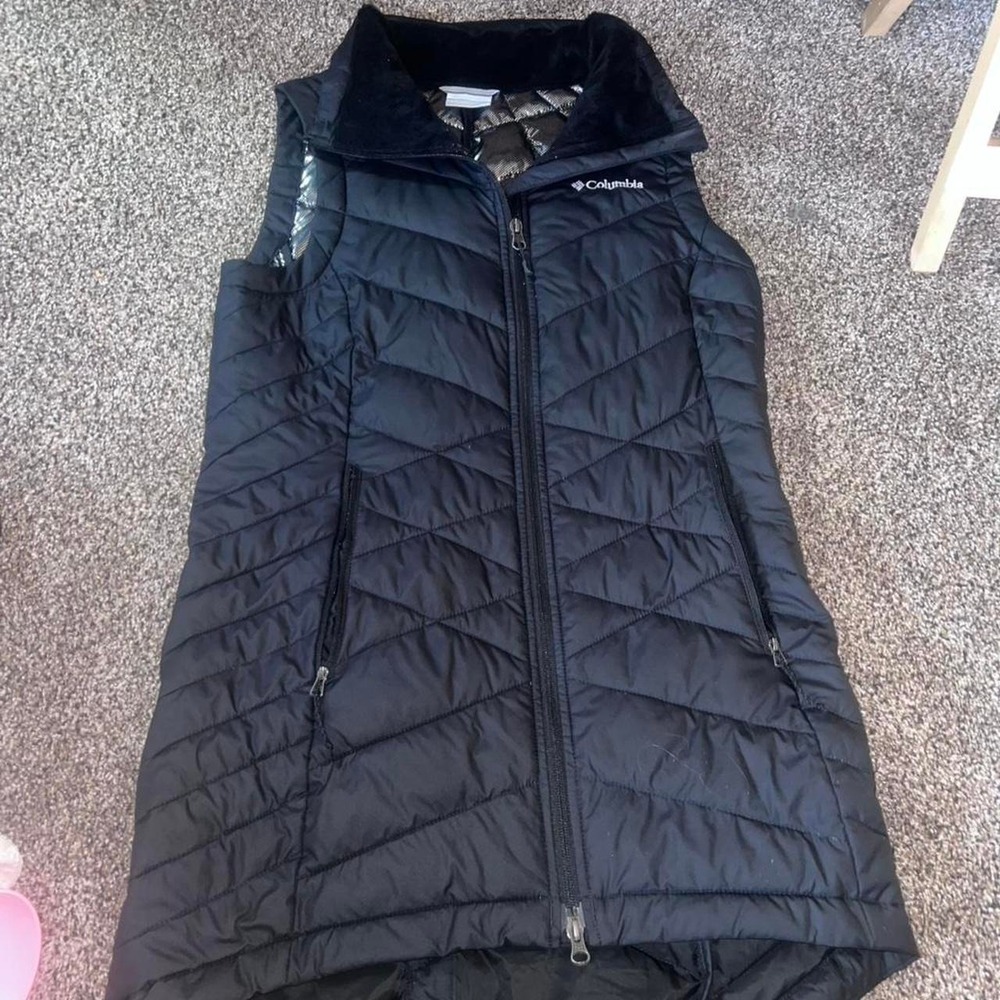 Columbia black long puffer vest
